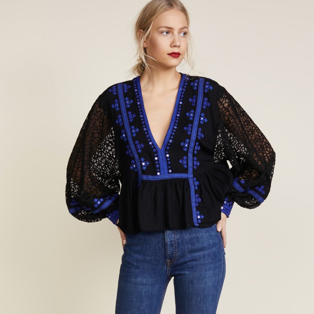 Free People Boogie All Night Blouse Size Small